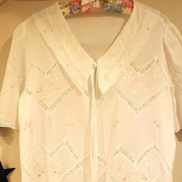 Vintage 1960s Romantic Lace Cover Robe - Picture 3 of 8